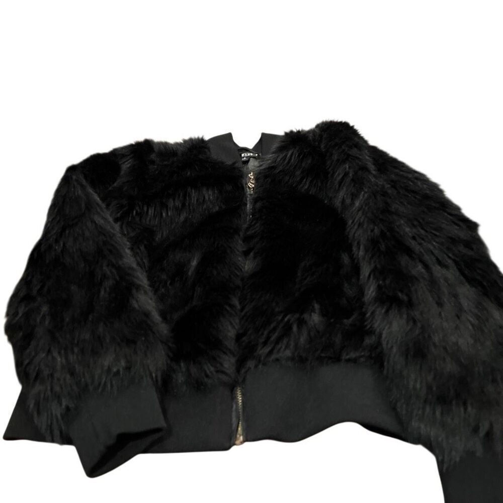 Say What Faux fur black jacket bomber Sz.S